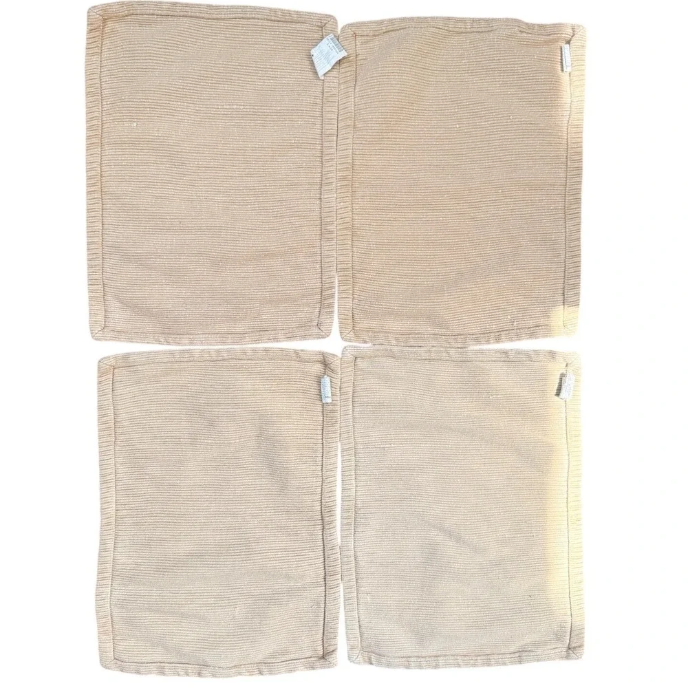 Pier 1 Imports Agra Rib Khaki Placemats Set 4 Vintage Cotton Rayon Ribbed 13x19